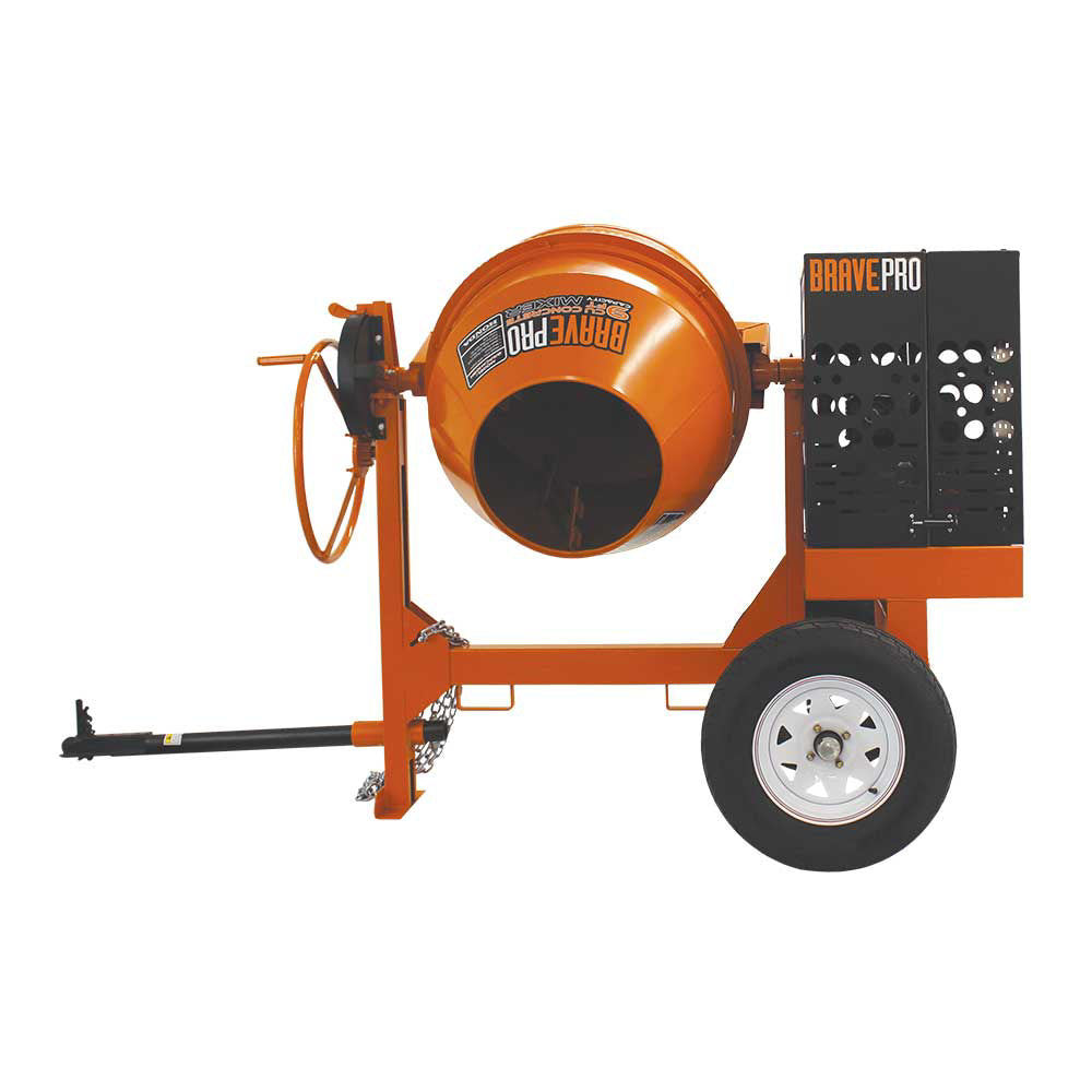 BravePro Concrete Mixer, 9 Cu. Ft. Steel Drum, Honda GX270, Model BRPCM109H