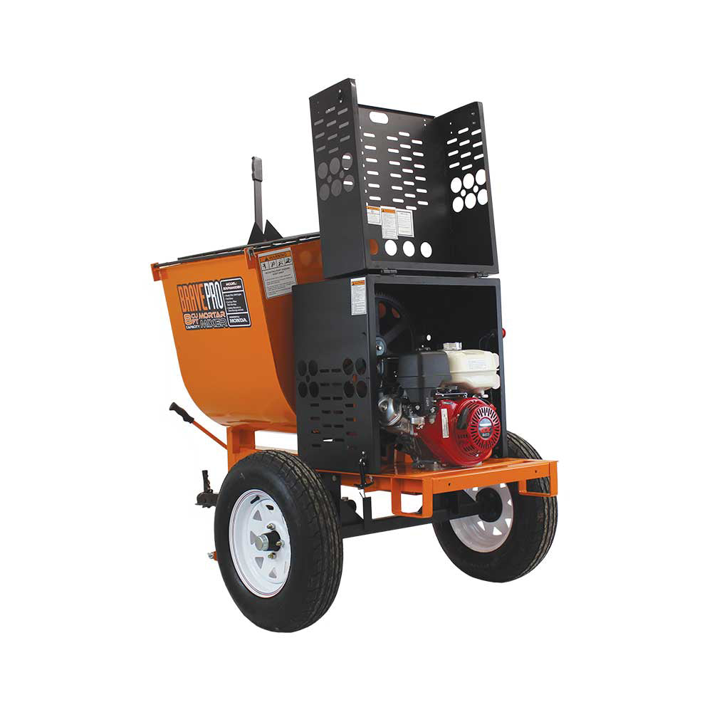 BravePro Mortar Mixer, 8 Cu. Ft. Steel Drum, Honda GX240, Model BRPMM108H