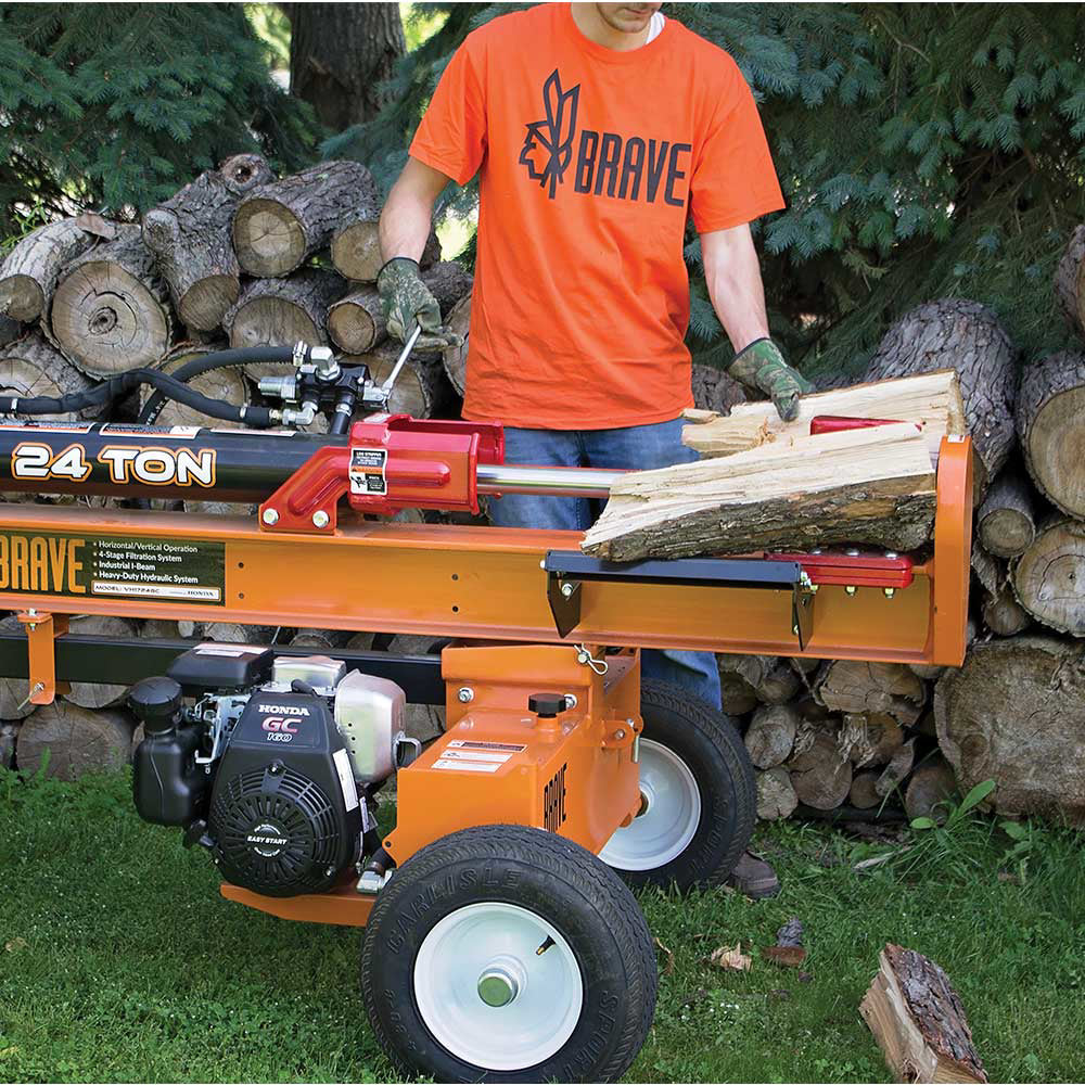 BRAVE Log Splitter, 24-Ton, Horizontal and Vertical, 3,500 PSI, Honda GC160, Model VH1724GC