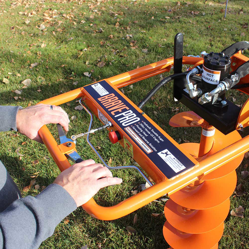 BravePro Towable Hydraulic Auger, 13 HP, 336 Ft. Lbs Torque, Honda GX390, Model BRPA385H