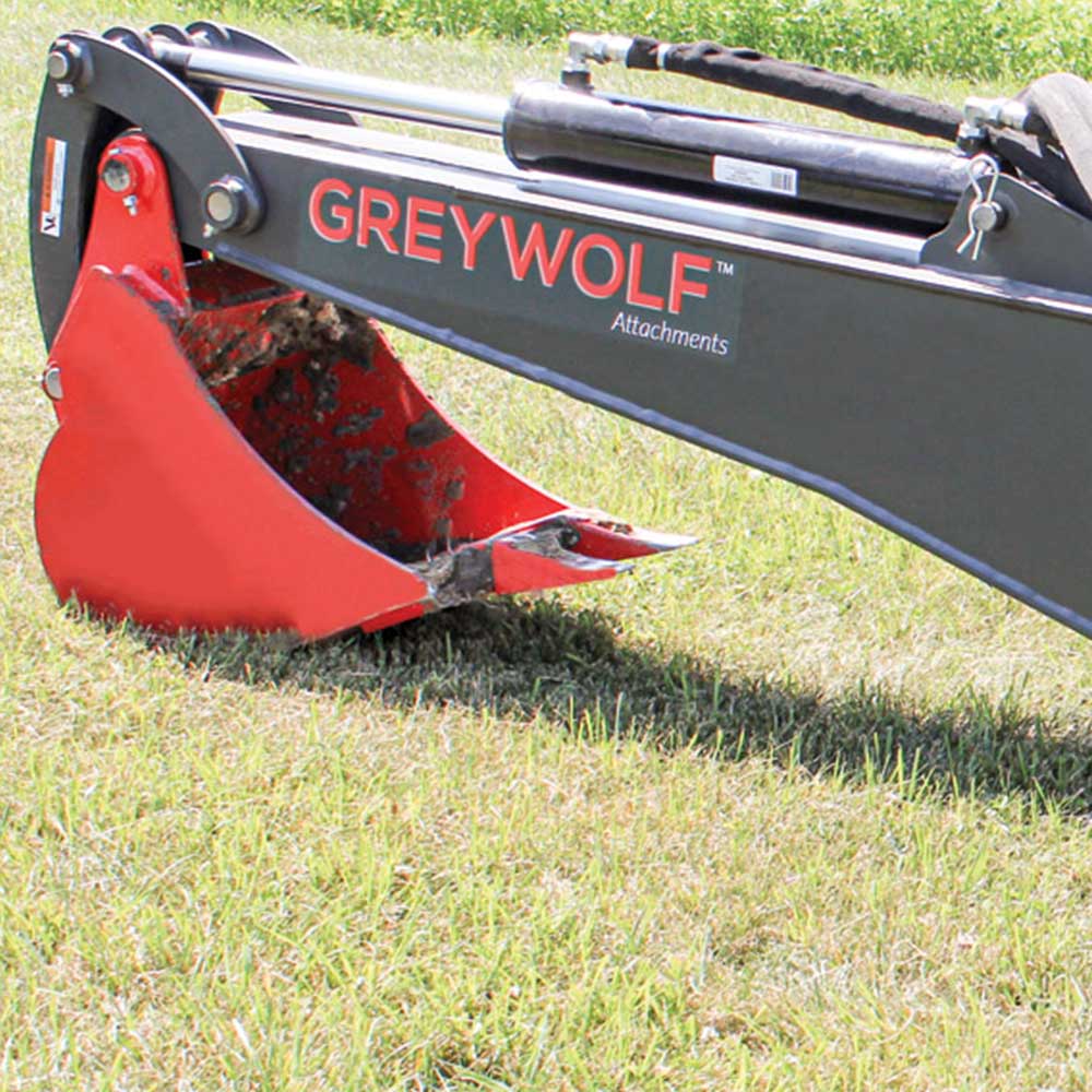 GREYWOLF Backhoe Attachment for Skid Steer Loaders, 12-In. Bucket, 6 Ft. 8 In. Dig Depth, Model 1065