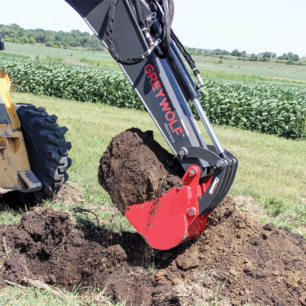 GREYWOLF Backhoe Attachment for Skid Steer Loaders, 12-In. Bucket, 6 Ft. 8 In. Dig Depth, Model 1065