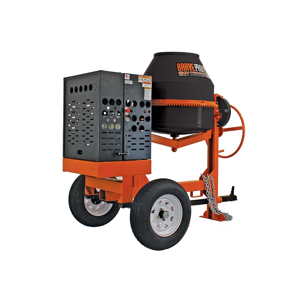 BravePro Concrete Mixer, 9 Cu. Ft. Poly Drum, Honda GX270, Model BRPCM209H