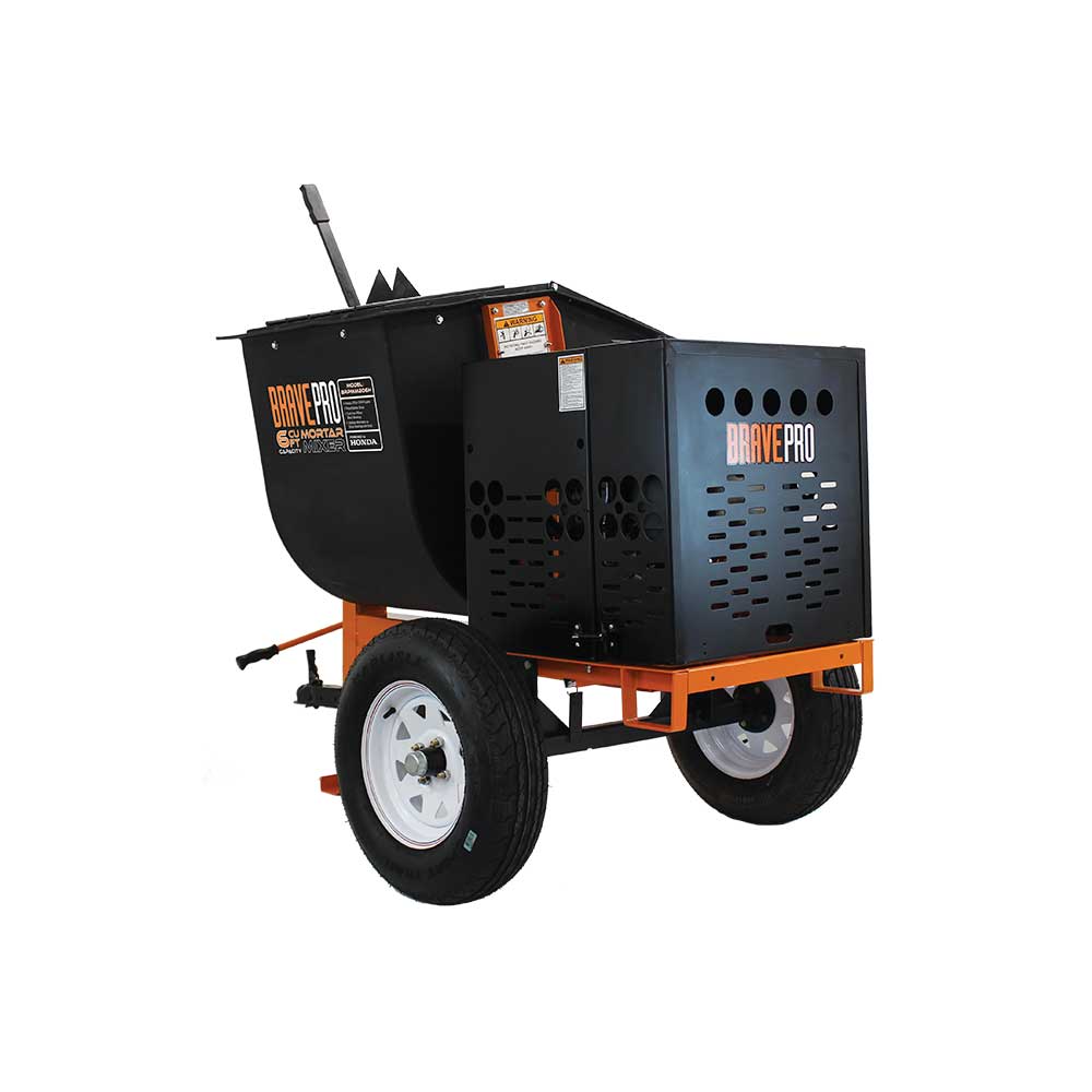 BravePro Mortar Mixer, 6 Cu. Ft. Poly Drum, Honda GX240, Model BRPMM206H