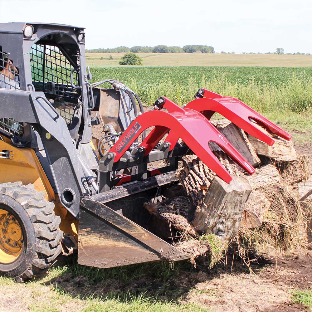 GREYWOLF Double Quick Attach Grapple for Skid Steer Loaders, Universal Bucket Mount, Model 1066
