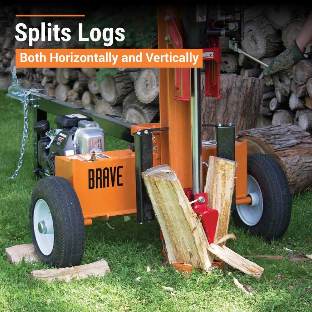 BRAVE Log Splitter, 24-Ton, Horizontal and Vertical, 3,500 PSI, Honda GC160, Model VH1724GC