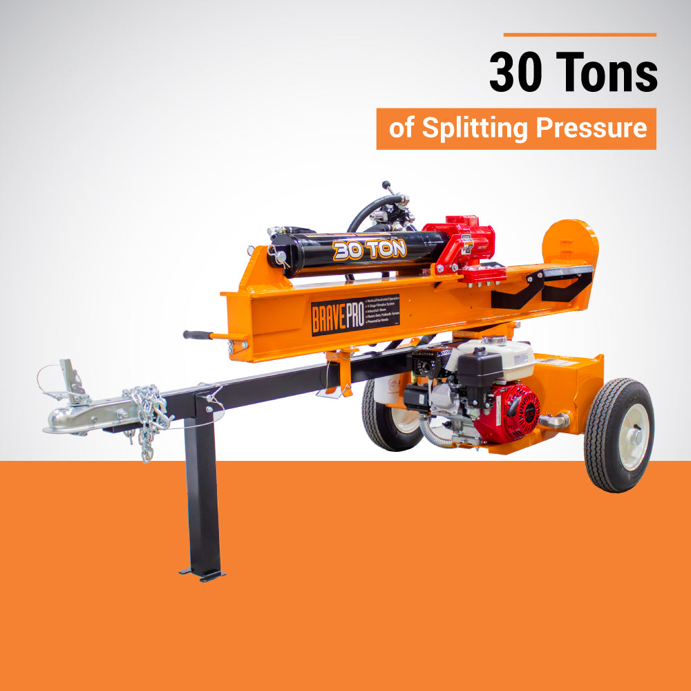 BravePro Log Splitter, 30-Ton, Horizontal and Vertical, 3,500 PSI, Honda GX200, Model VH1730GX