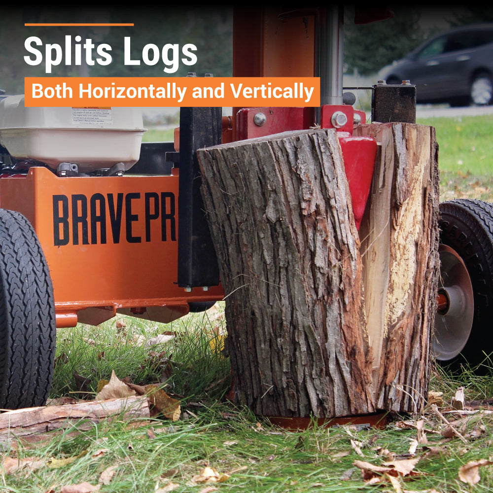 BravePro Log Splitter, 37-Ton, Horizontal and Vertical, 3,500 PSI, Honda GX270, Model VH1737GX