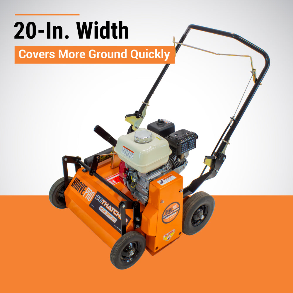 BravePro Power Rake Dethatcher, 20 In. Width, Honda GX160, Model BRPPD20H