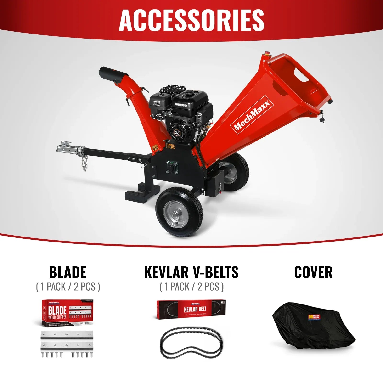 MechMaxx 5" 15HP 459cc ZONSEN E-Start Gas Powered Wood Chipper, Model GS1500