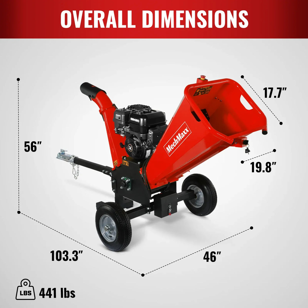 MechMaxx 5" 15HP 459cc ZONSEN E-Start Gas Powered Wood Chipper, Model GS1500