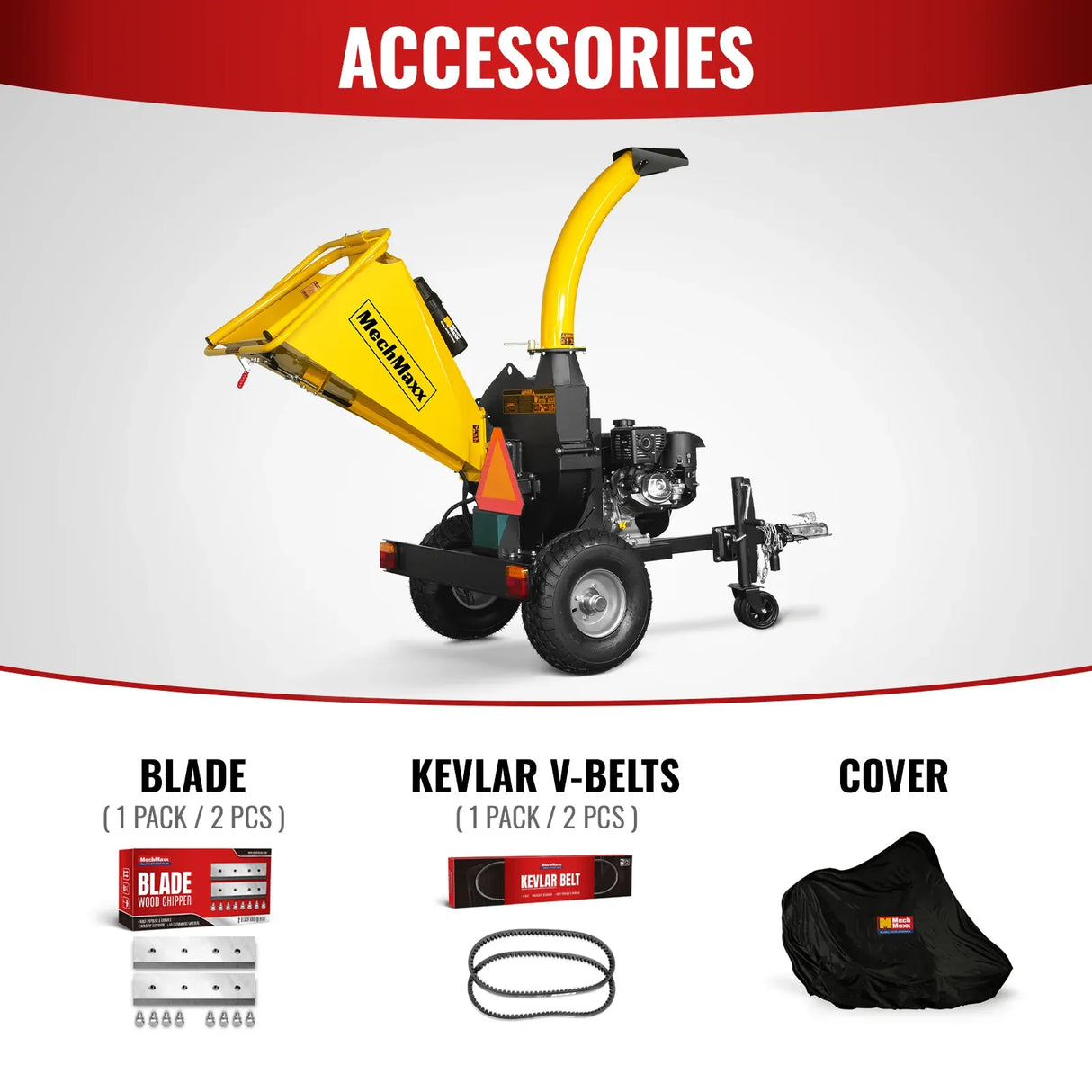 MechMaxx 5" 14HP 429cc KOHLER Disc Wood Chipper with Taillight, Model P4205
