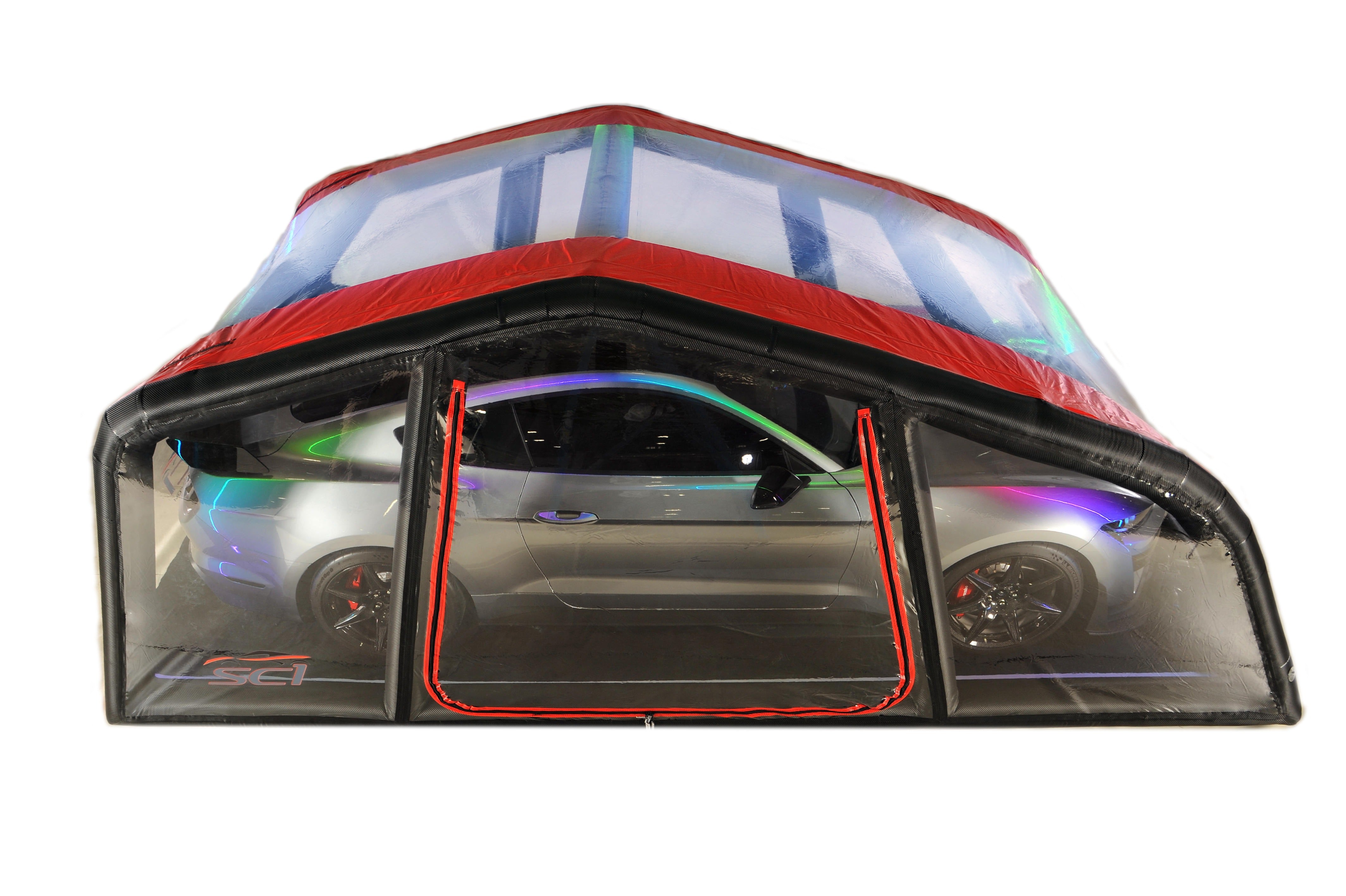 CarCapsule 16 ft SC1 Series ShowCase Indoor Capsule w/ Road Design Floor, IntelliCharger & LED Kit - CCSH16SC1