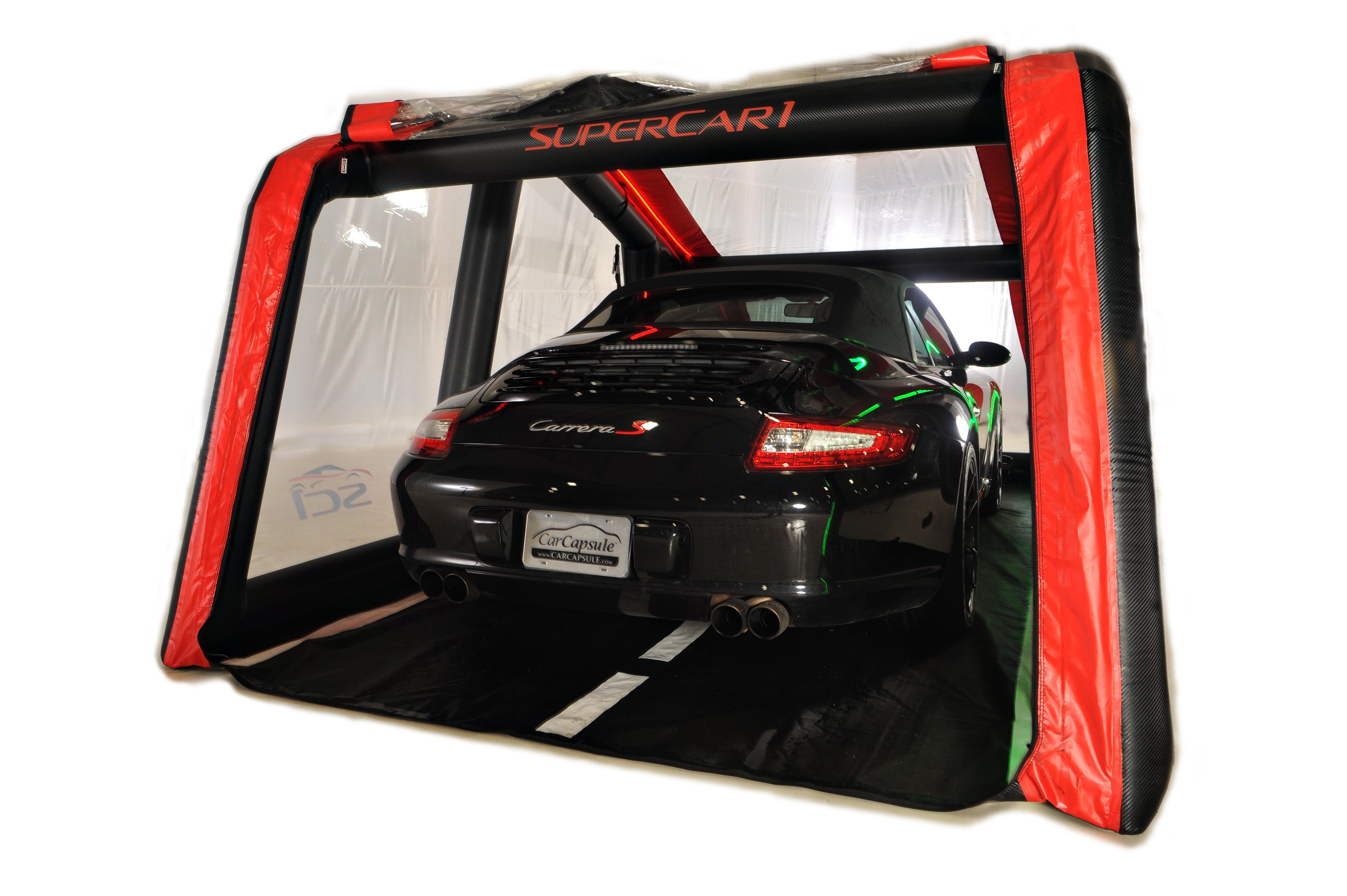 CarCapsule 16 ft SC1 Series ShowCase Indoor Capsule w/ Road Design Floor, IntelliCharger & LED Kit - CCSH16SC1