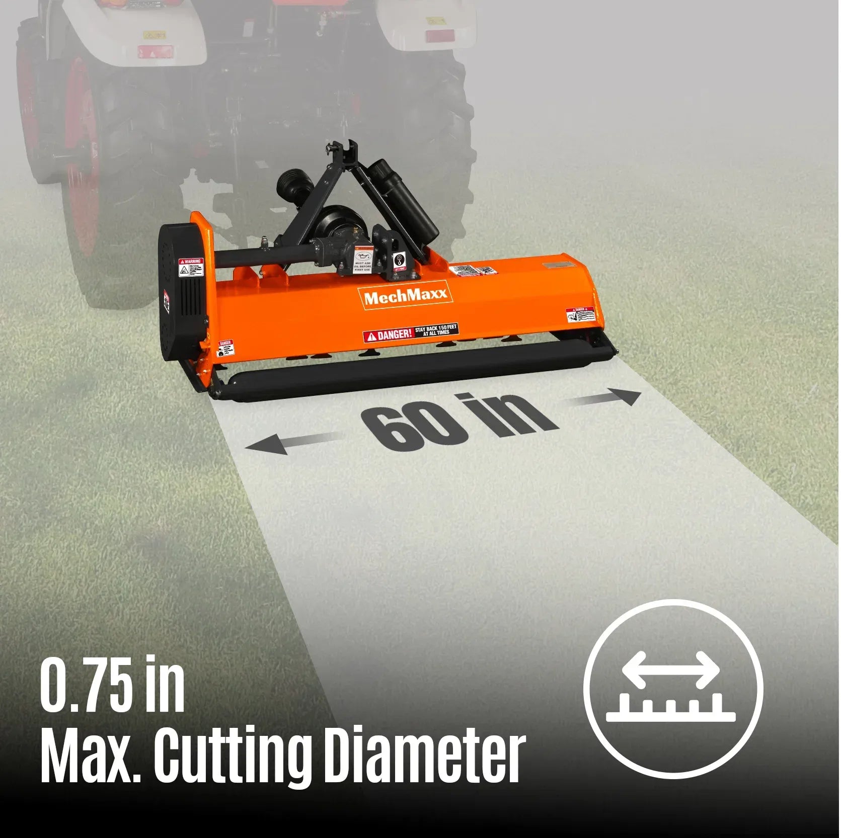 MechMaxx 60" Light Duty PTO Flail Mower, 3-Point Hitch, 15–35HP, Model EFS60