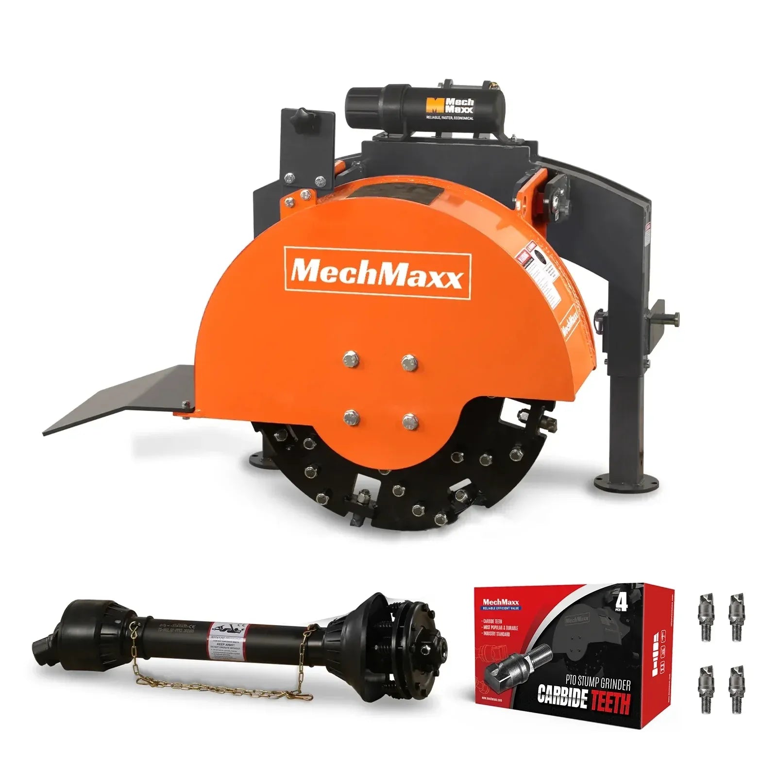 MechMaxx 3-Point PTO Stump Grinder with 34 Carbide Teeth for 15–45HP Tractors, Includes PTO Shaft with Slip Clutch, Model SG24