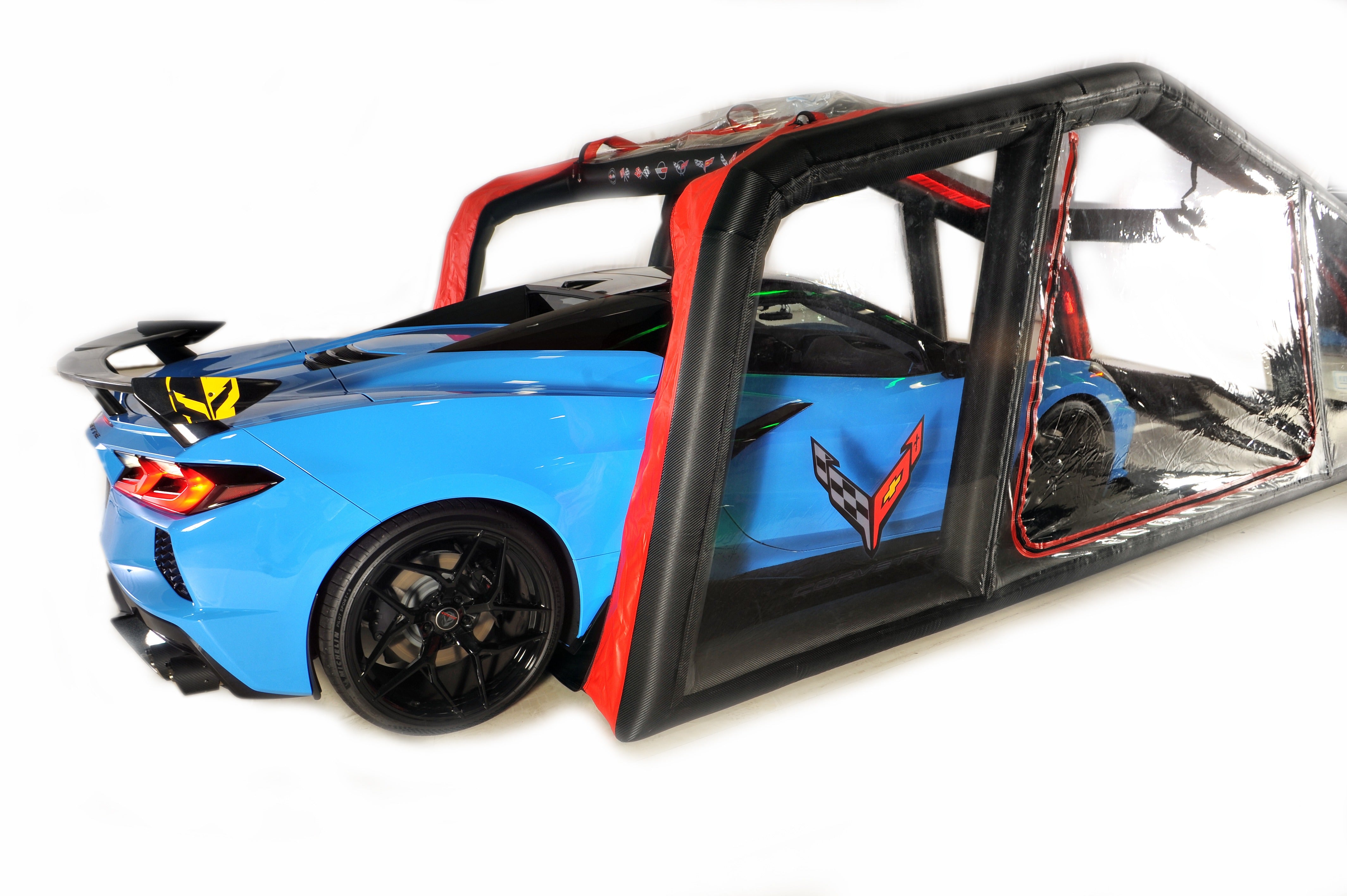 CarCapsule 16 ft SC1 Corvette Series ShowCase Indoor Capsule w/ Road Design Floor, IntelliCharger & LED Kit - CCSH16SC1C