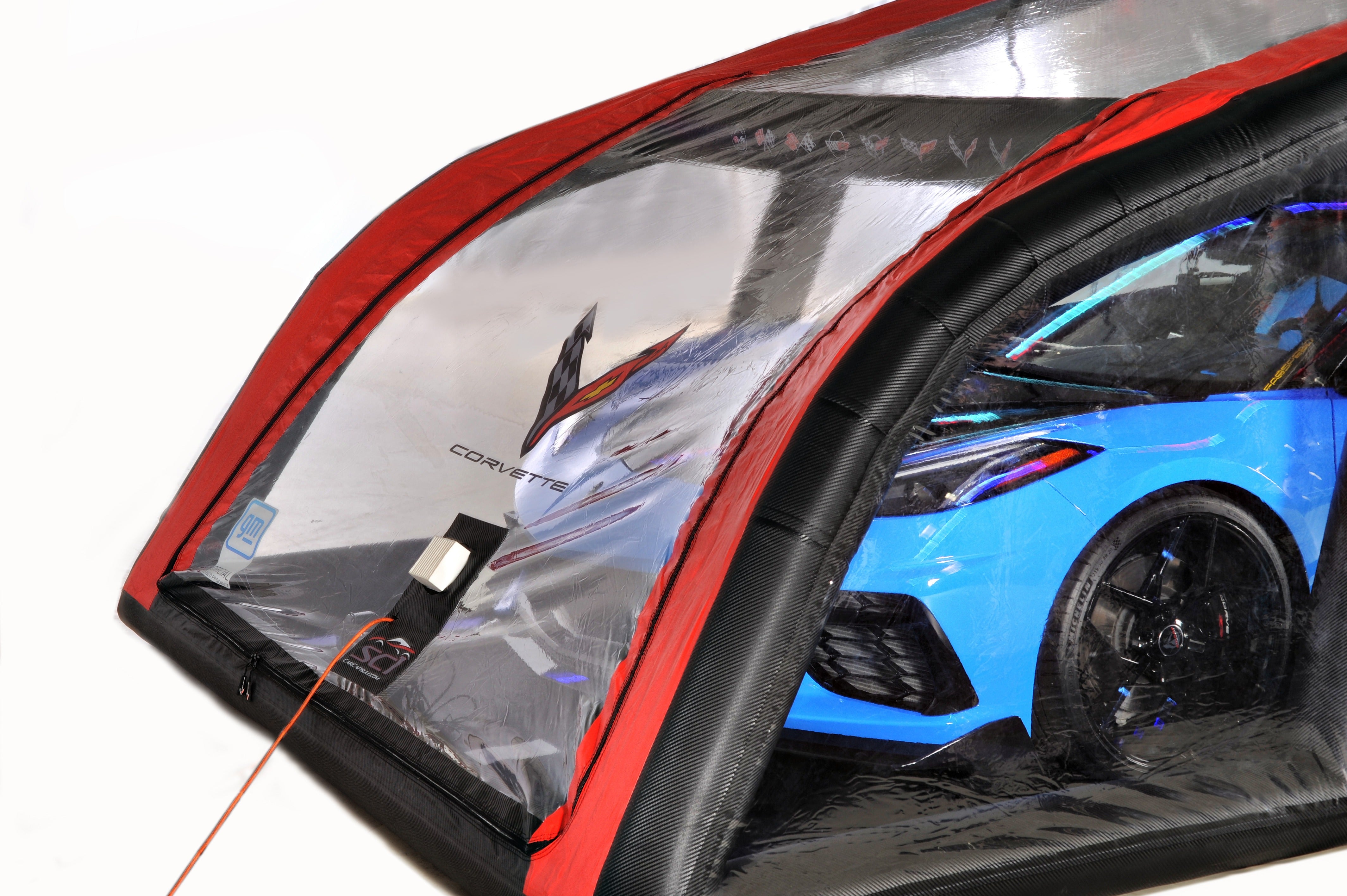 CarCapsule 16 ft SC1 Corvette Series ShowCase Indoor Capsule w/ Road Design Floor, IntelliCharger & LED Kit - CCSH16SC1C