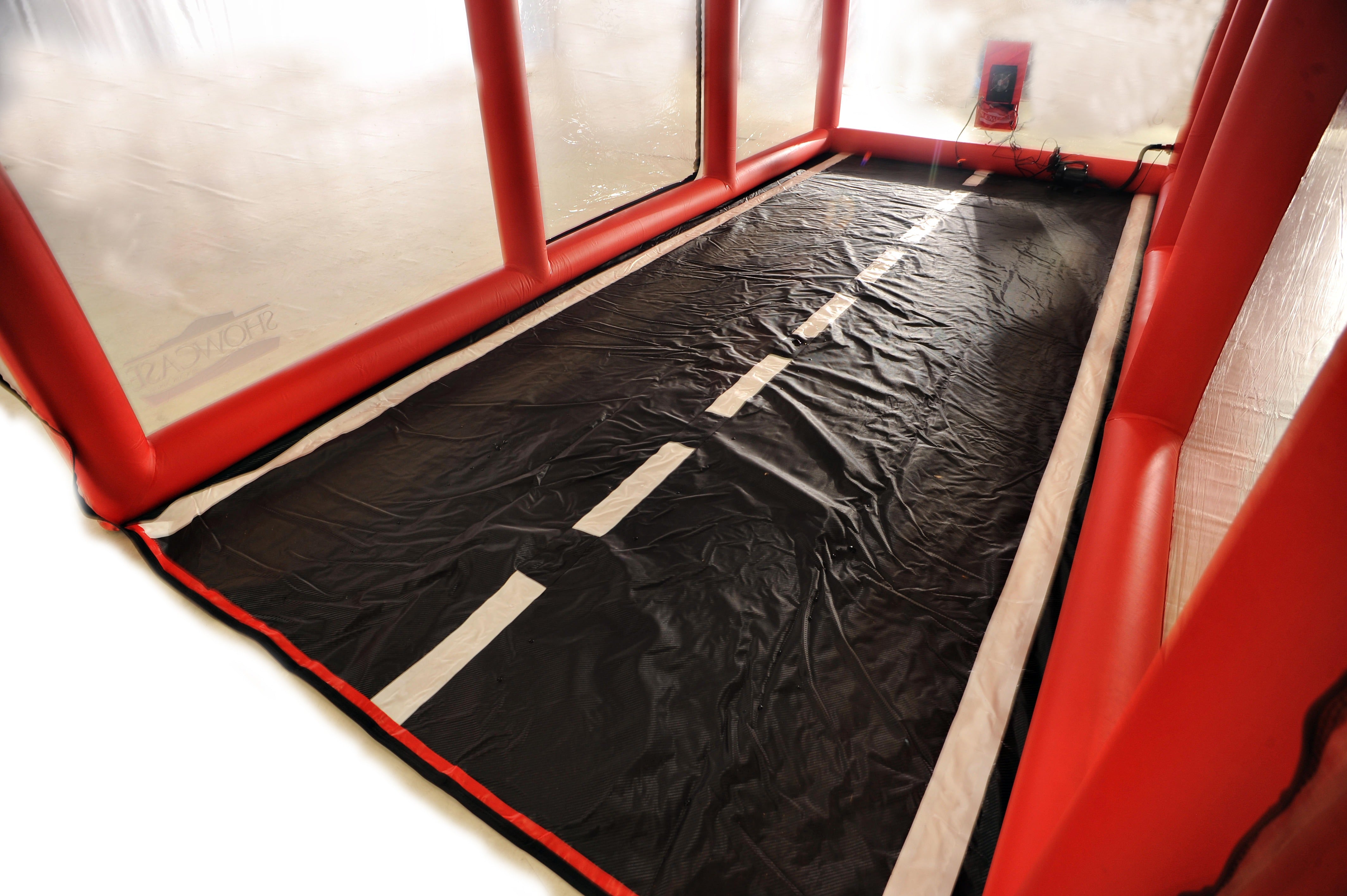 CarCapsule 18 ft Scorcher Series ShowCase Indoor Red Capsule w/ Road Design Floor, IntelliCharger & LED Kit - CCSH18RED
