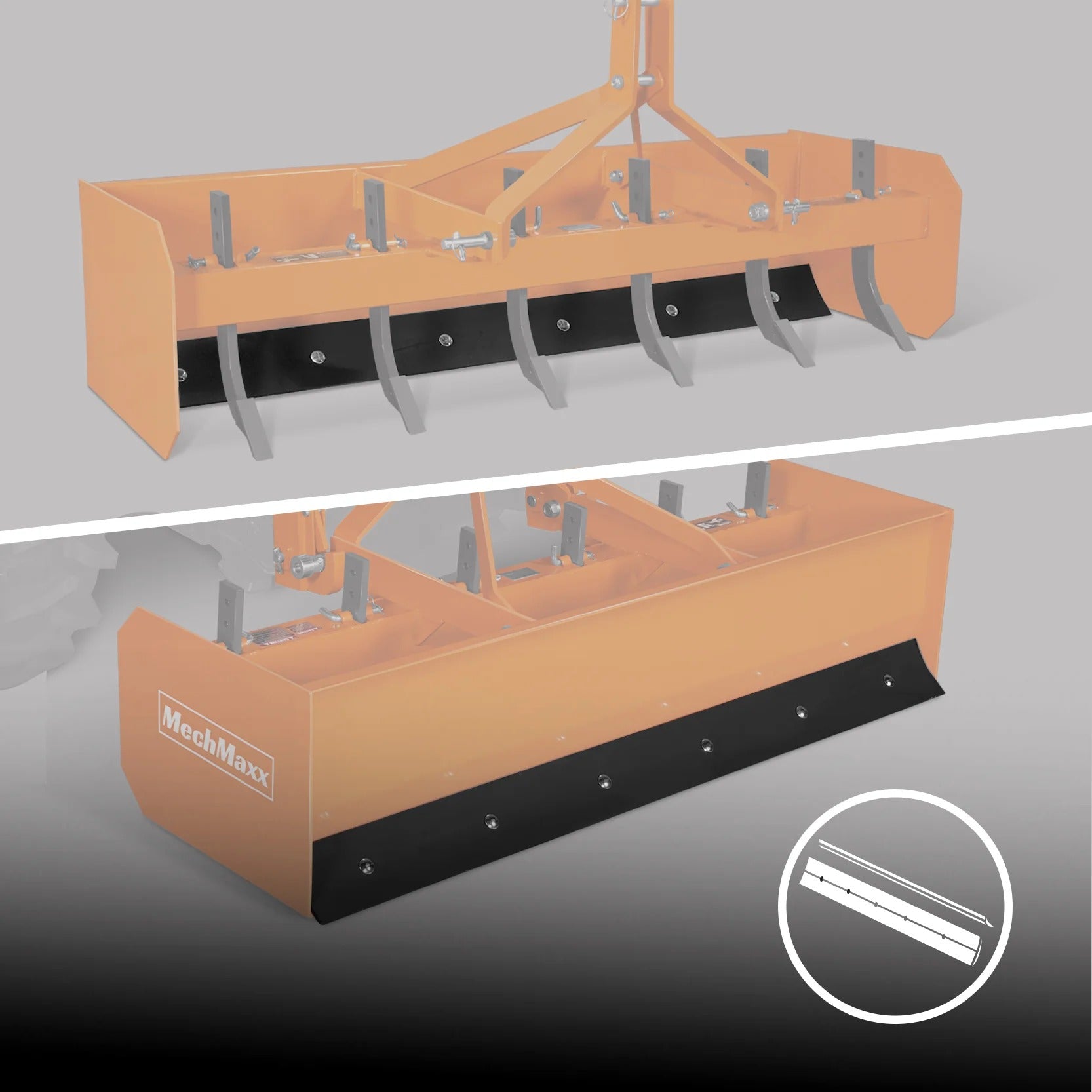 MechMaxx 72" Box Blade Scraper with 6 Shanks, 3-Point Hitch, Model BB72