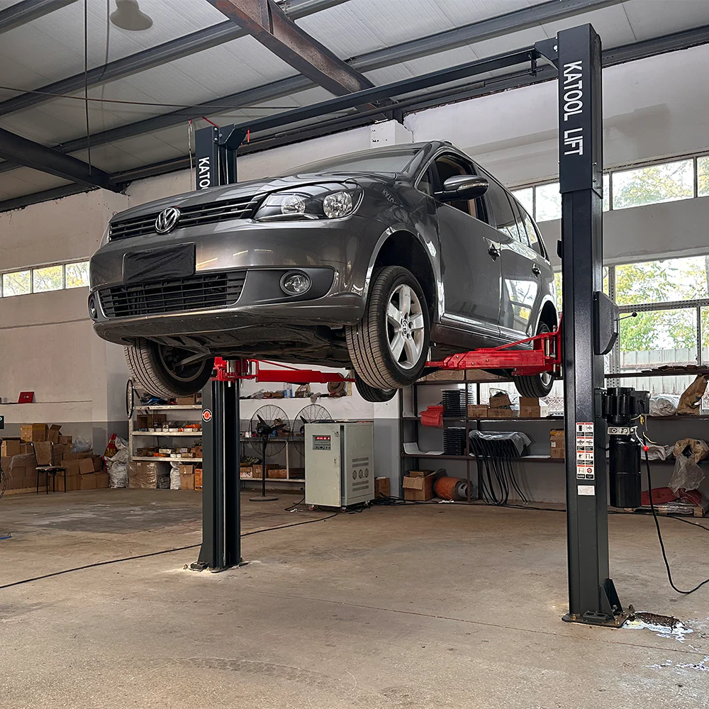 Katool KT-AS110D 11,000 lb Asymmetric 2-Post Car Lift with Single-Point Lock Release