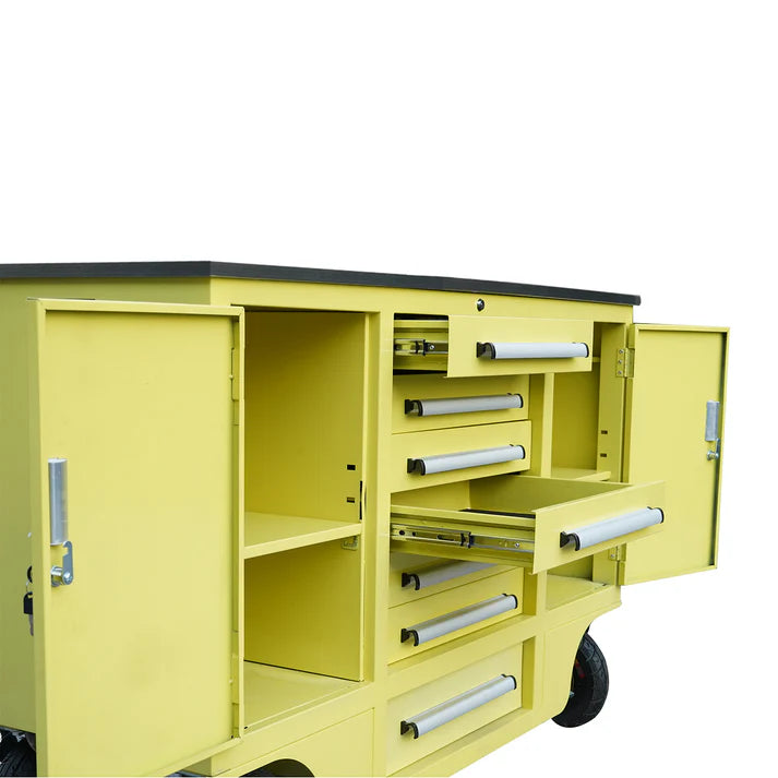 Chery Industrial 4.5ft Heavy Duty Mobile Workbench with 7 Drawers & 2 Cabinets - WW000193