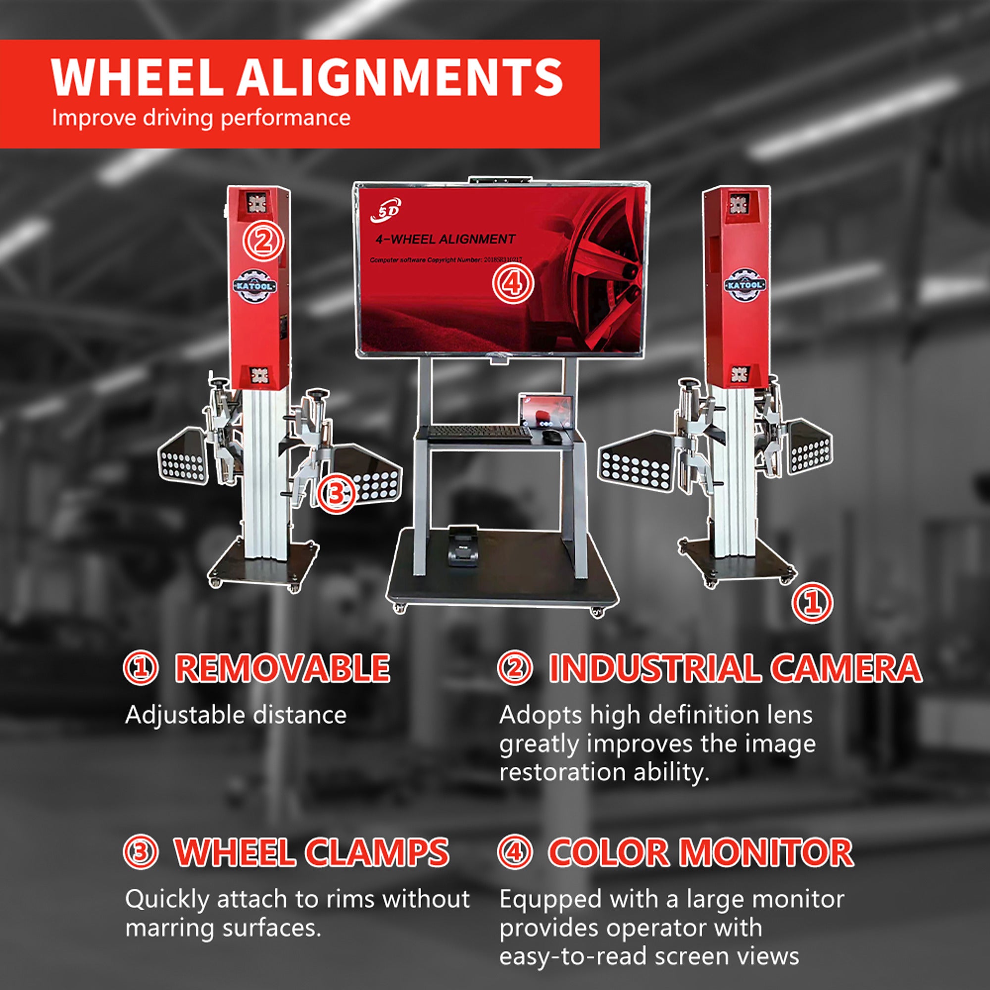 Katool KT-5DA 3D Wheel Aligner with 5D Measurement Technology