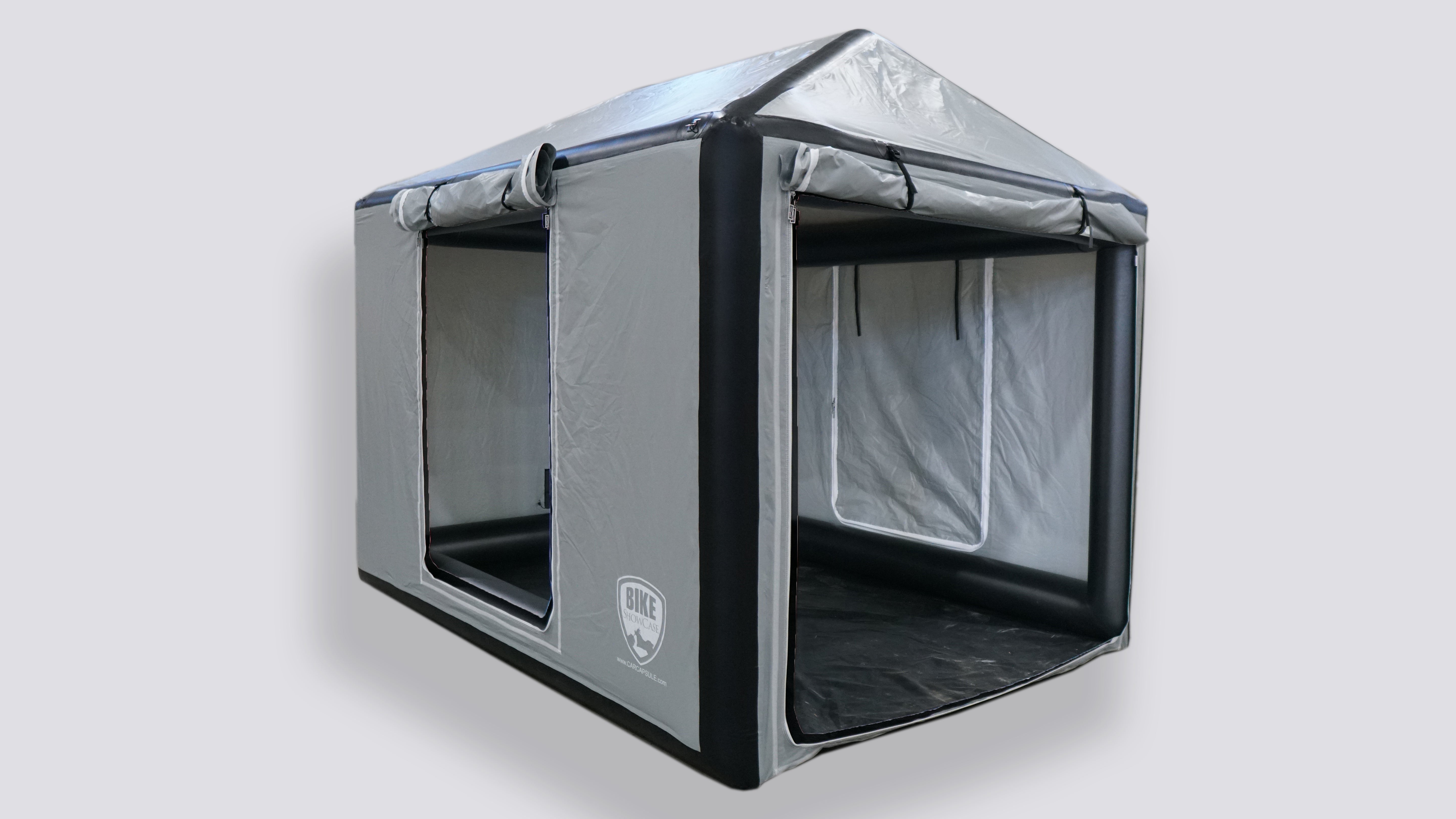 CarCapsule 10 ft Bike ShowCase Outdoor Cover w/ Pitched Roof (9 ft Peak, Dual Bike) - BBSHO10