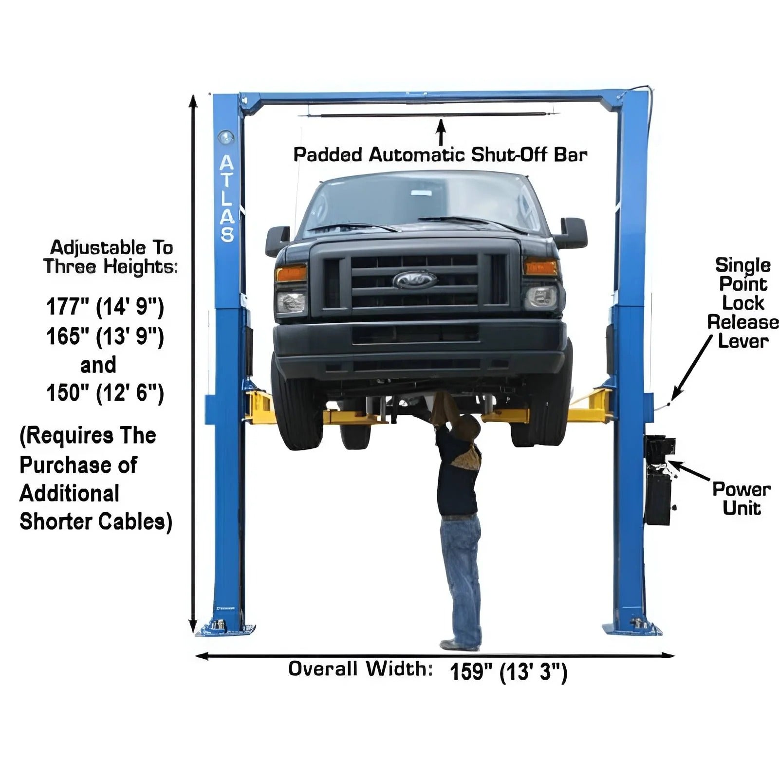Atlas PV12PX 12,000 lb Overhead 2-Post Lift