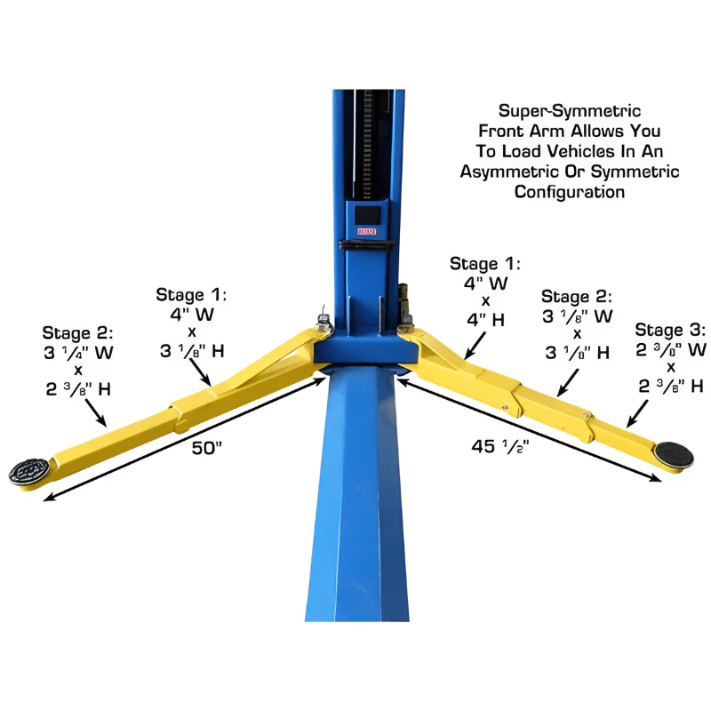 Atlas BP8000 2-Post Lift and Lawn Mower Adapter Combo