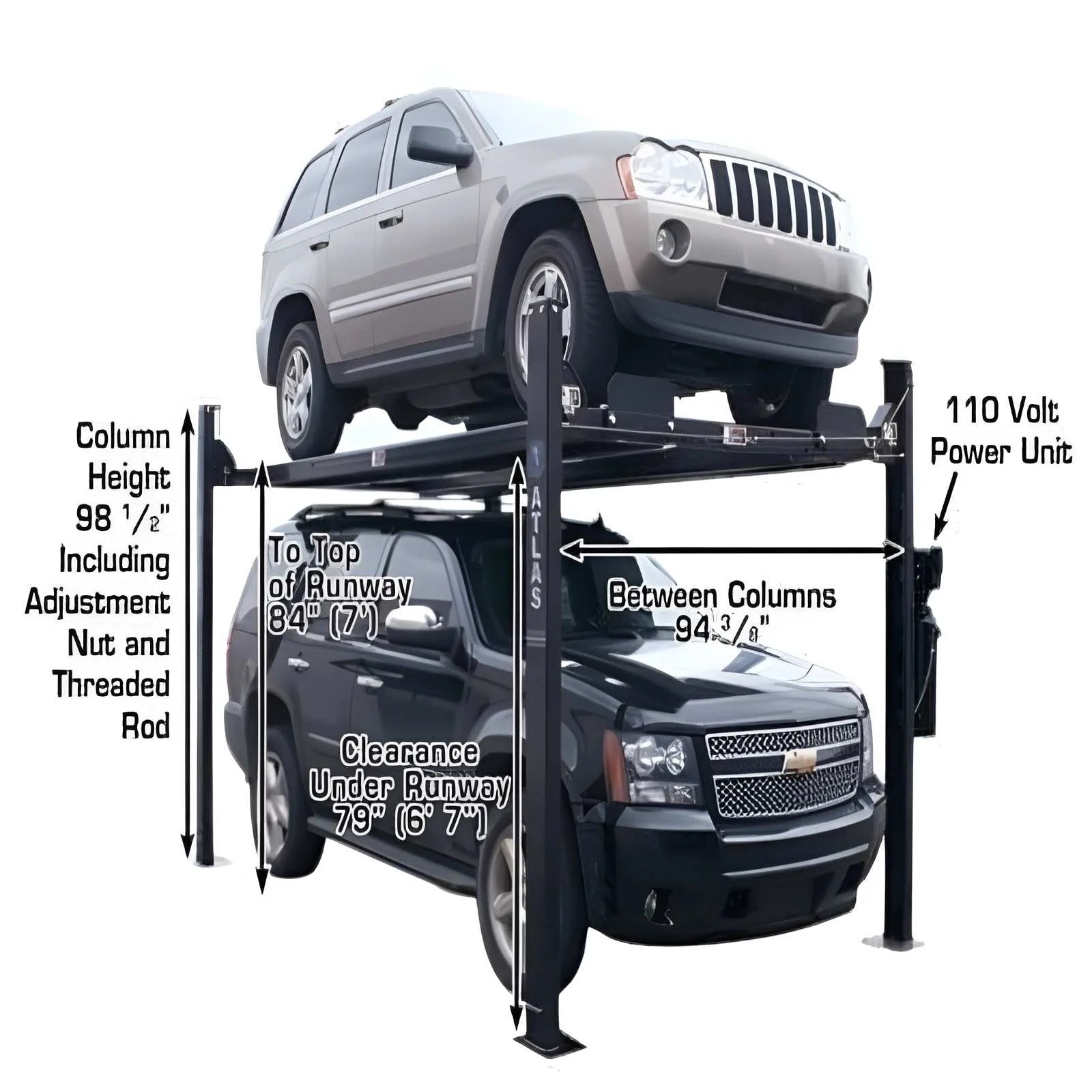 Atlas Garage PRO 8000EXT 4-Post Lift with RJ35 Sliding Bridge Jacks Combo (8,000 lb Capacity)