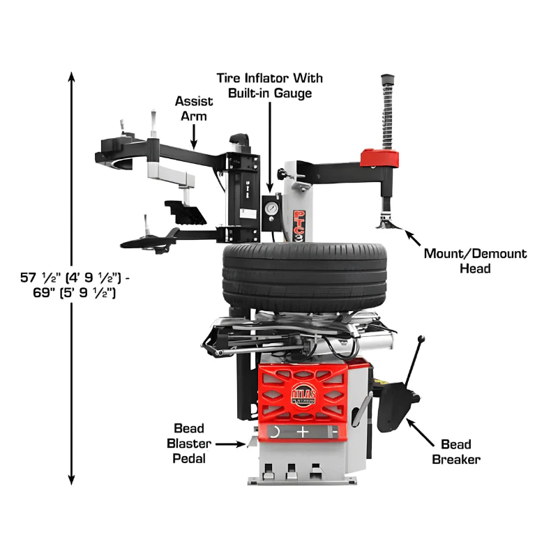 Atlas Platinum PTC300 Rim Clamp Tire Changer with Assist Arm