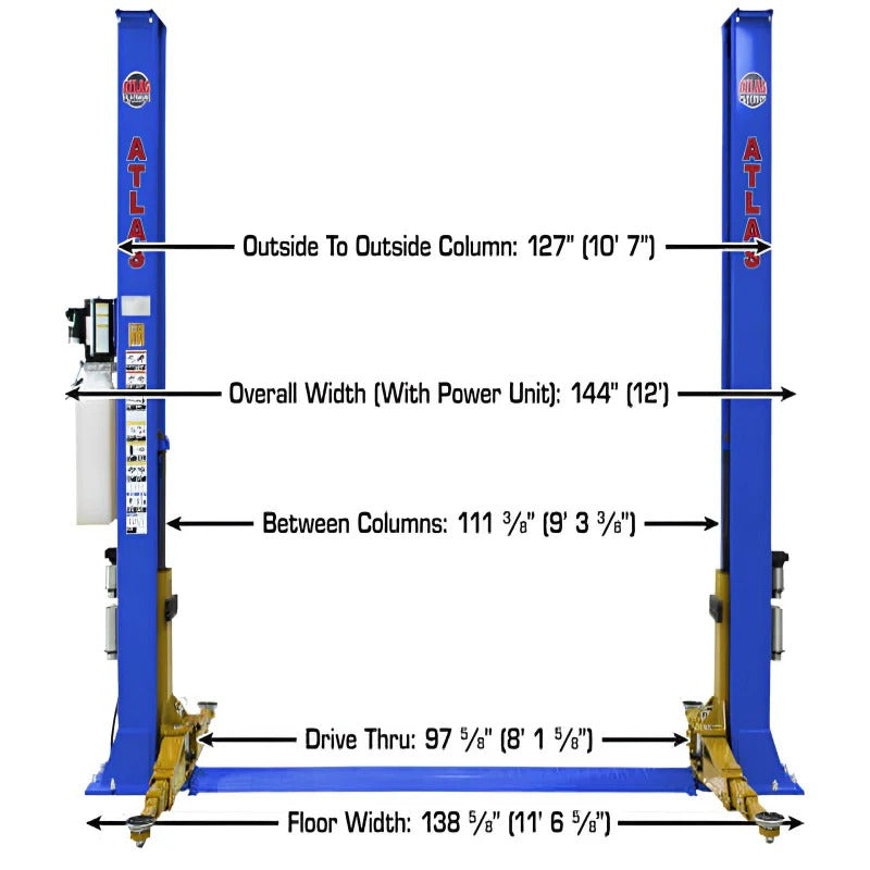 Atlas PVL9BP 9,000 lb ALI Certified Baseplate 2-Post Lift