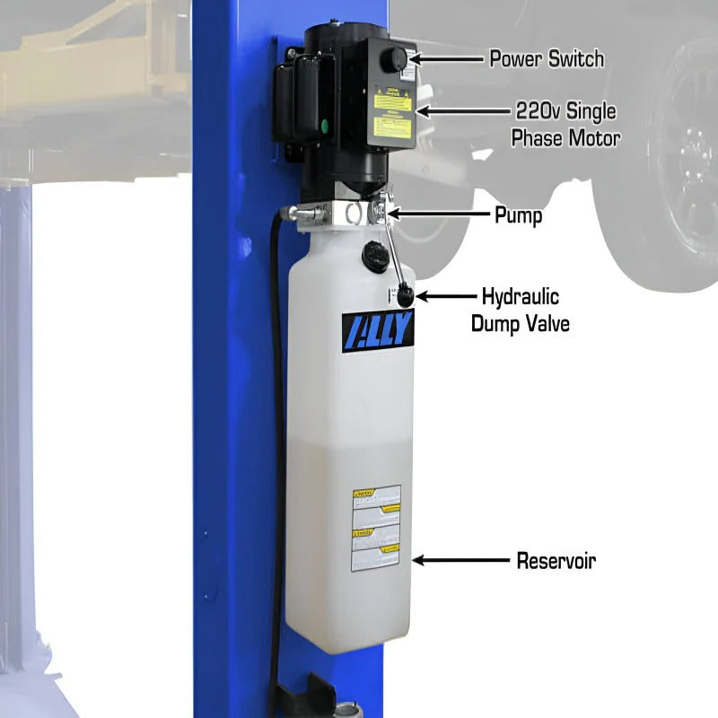 Atlas PVL9BP 9,000 lb ALI Certified Baseplate 2-Post Lift