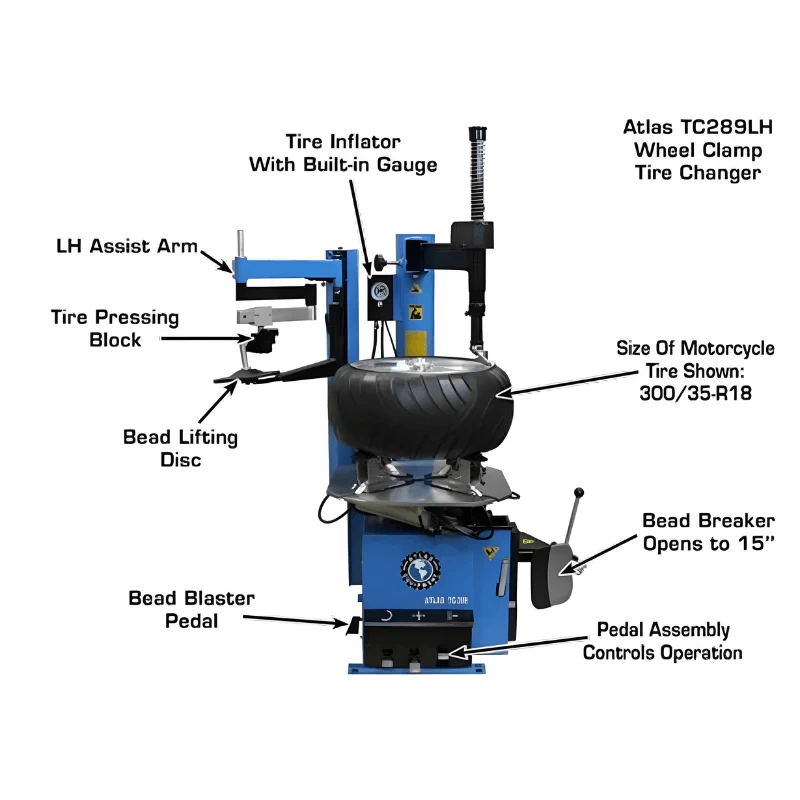Atlas TC289LH Extra Large Rim Clamp Tire Changer with Left-Hand Assist Arm System for SUV and Truck Tires