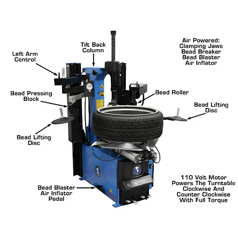 Atlas TC755DAA Wheel Clamp Tire Changer with Dual Assist Arms