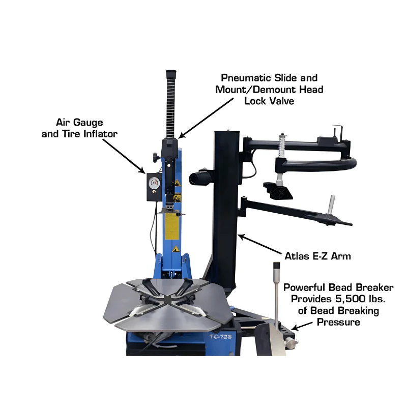 Atlas TC755EZ Tilt-Back Rim Clamp Tire Changer and WB49-2 PRO Wheel Balancer Combo