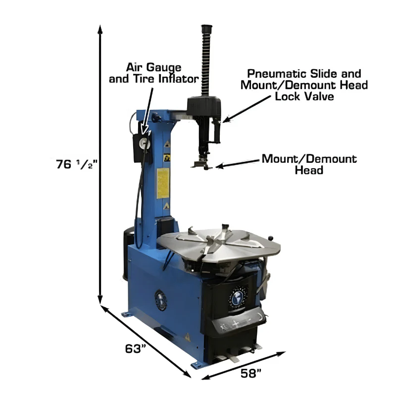 Atlas TC755 Tilt-Back Rim Clamp Tire Changer with Integrated Beadblaster
