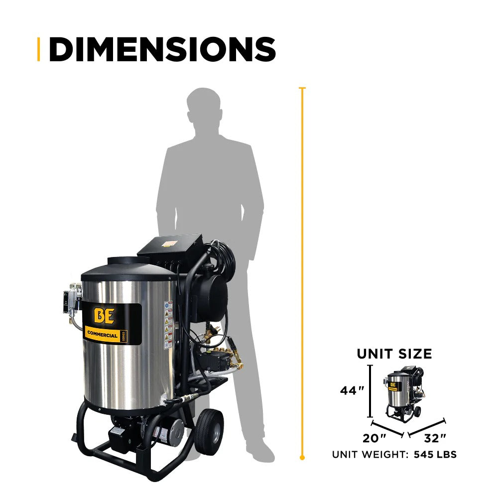 BE Power Equipment Hot Water Electric Pressure Washer 2300 PSI 4.0 GPM Comet Triplex Pump - 42-6