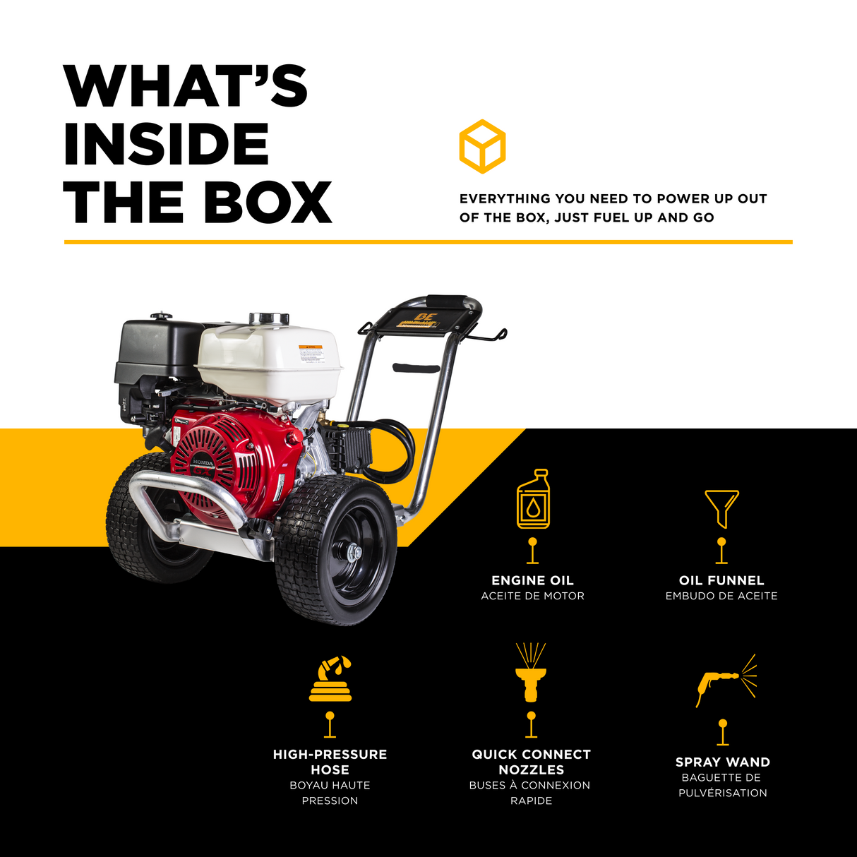 BE Power Equipment Gas Pressure Washer 4,200 PSI 4.2 GPM Cold Water with Honda GX390 Engine and General Triplex Pump - B4213HAGS - view 5