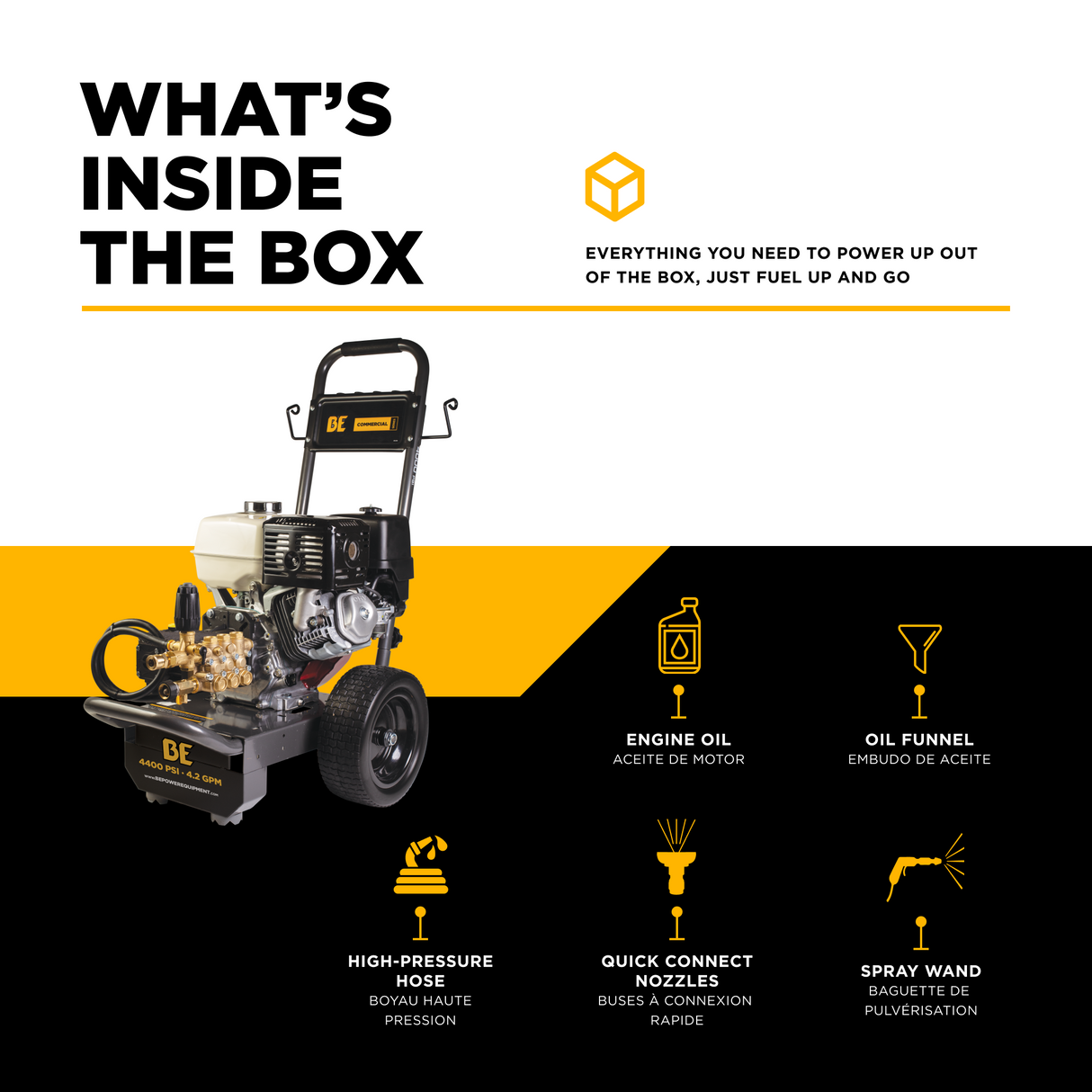 BE Power Equipment Gas Pressure Washer 4,200 PSI 4.2 GPM Cold Water with Honda GX390 Engine and General Triplex External Unloader Pump - B4213HGS - view 5