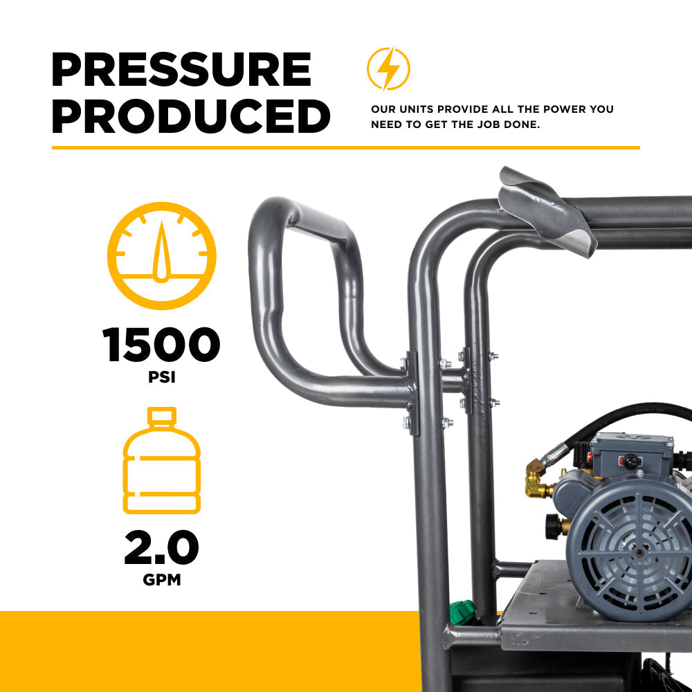 BE Power Equipment Hot Water Pressure Washer 1,500 PSI 2.0 GPM 120V with TechTop Motor and CP Triplex Pump - HW152EA - view 4