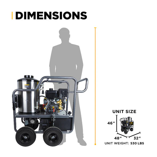 BE Power Equipment 4200 PSI Hot Water Pressure Washer 4.0 GPM Vanguard 400 Engine AR Triplex Pump - HW4214VA