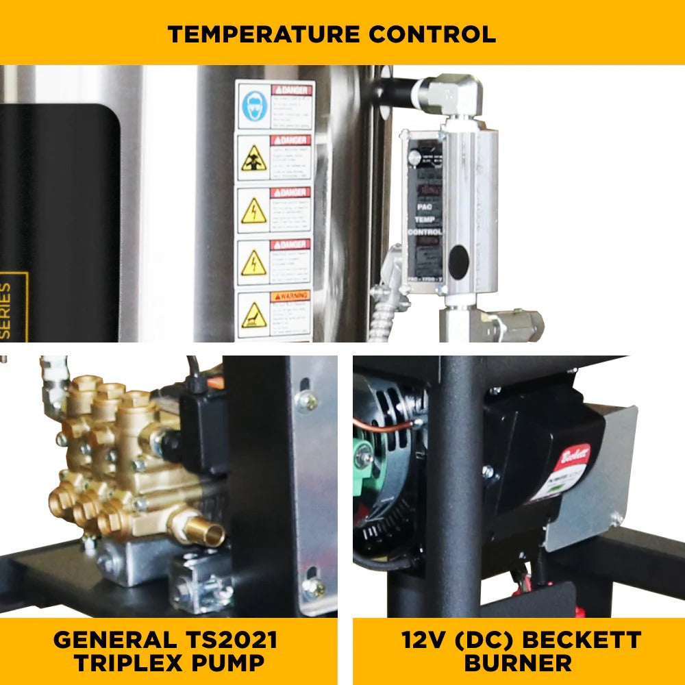 BE Power Equipment Hot Water Pressure Washer Skid 3500 PSI 5.2 GPM General Triplex Pump - Z5535GPBDH