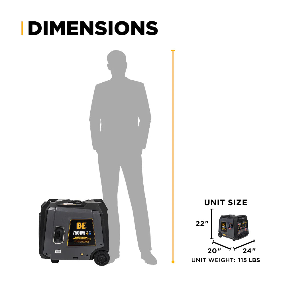 BE Power Equipment Dual-Fuel Digital Inverter Generator 7500W - BE7500ID