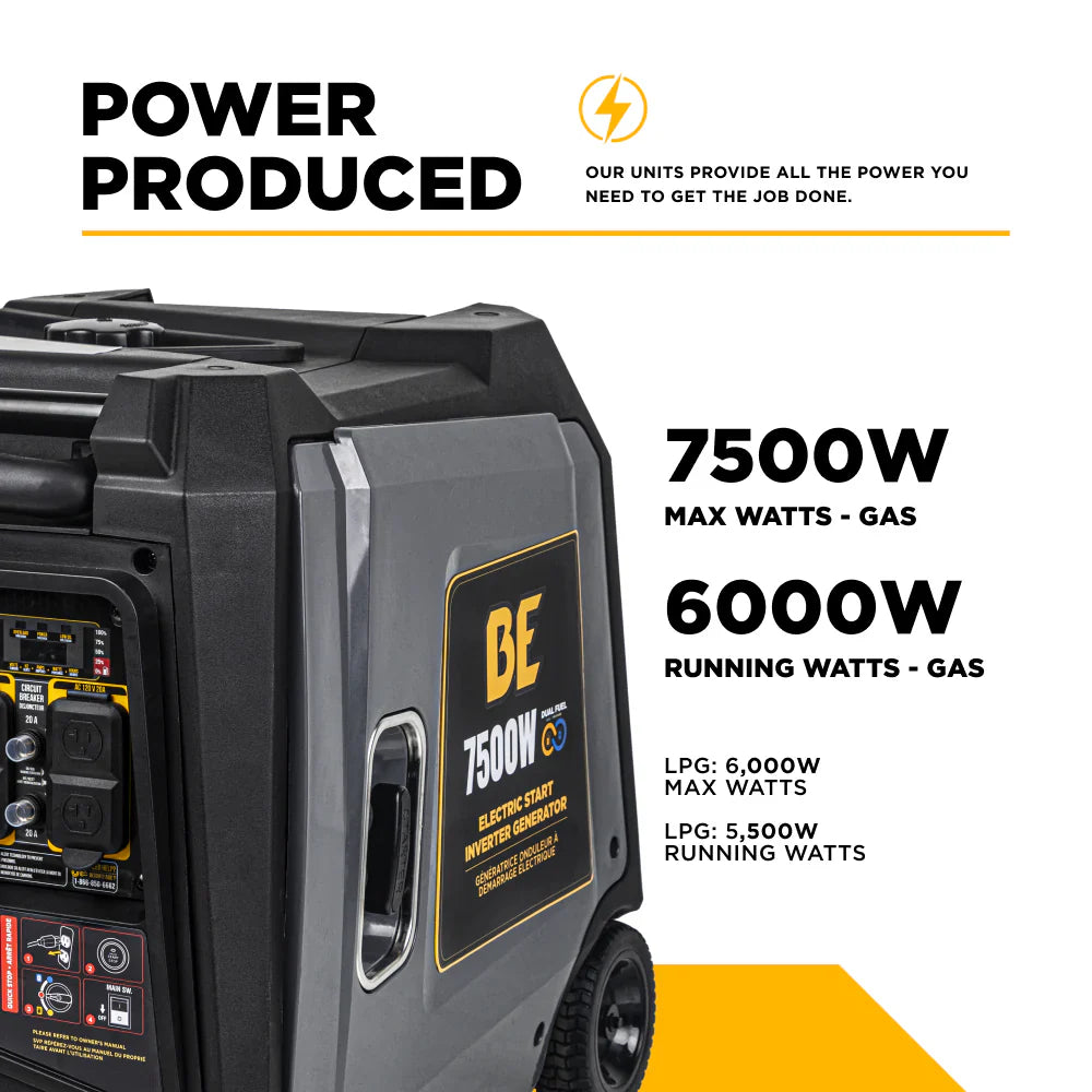 BE Power Equipment Dual-Fuel Digital Inverter Generator 7500W - BE7500ID