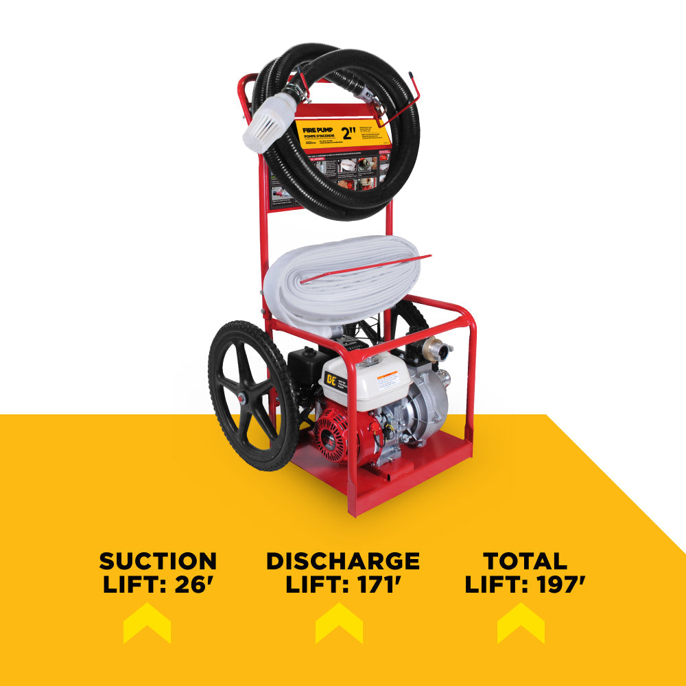 BE Power Equipment 2 Inch High-Pressure Water Pump Cart Kit with Honda GX200 Engine, 126 GPM and 85 PSI - HPFC-2065HR - view 6