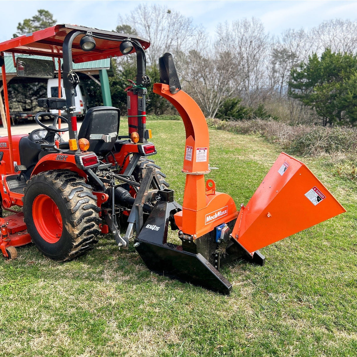 MechMaxx 3-Point PTO Wood Chipper Attachment for Tractors up to 45HP with PTO Shaft Included, Model BX42S