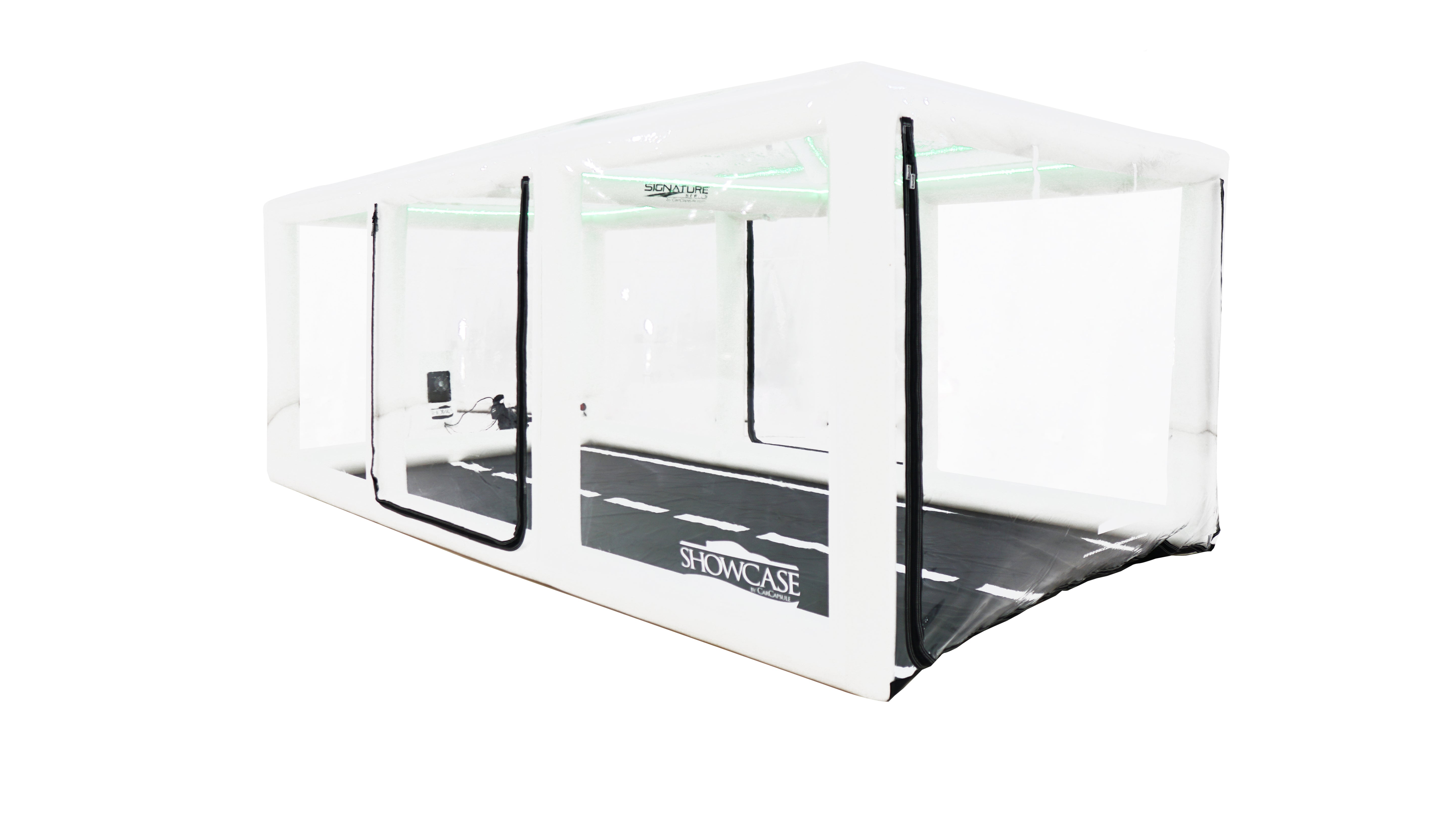 CarCapsule 16 ft Signature Series ShowCase Indoor Capsule w/ Road Design Floor, IntelliCharger & LED Kit - CCSH16SIG