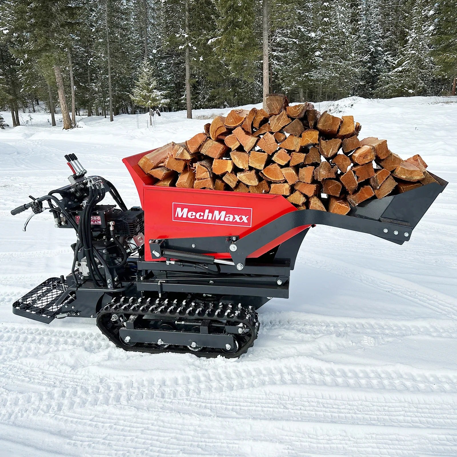 MechMaxx 1100 lb Tracked Dumper with 10HP 302cc Gas Engine, Hydraulic Tipping and Front Shovel, Model D50HTFL
